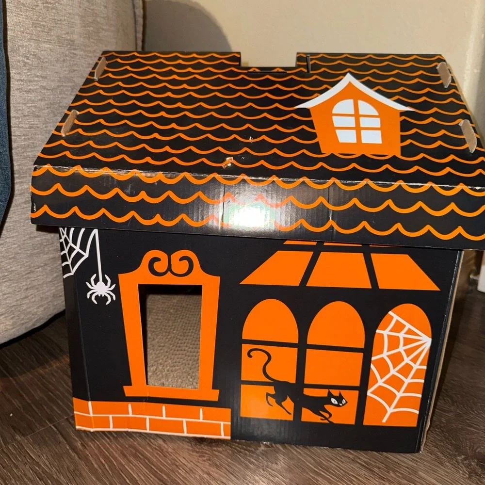 Orange spooky haunted house Cat Scratcher